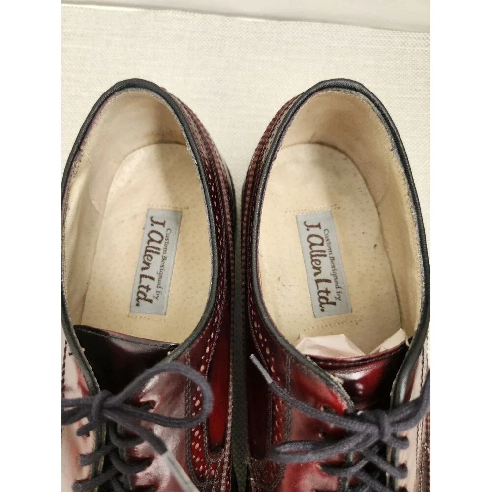 J. Allen Ltd Custom Designed 10 D Burgundy Oxford Oxblood Leather Wingtip Brogue